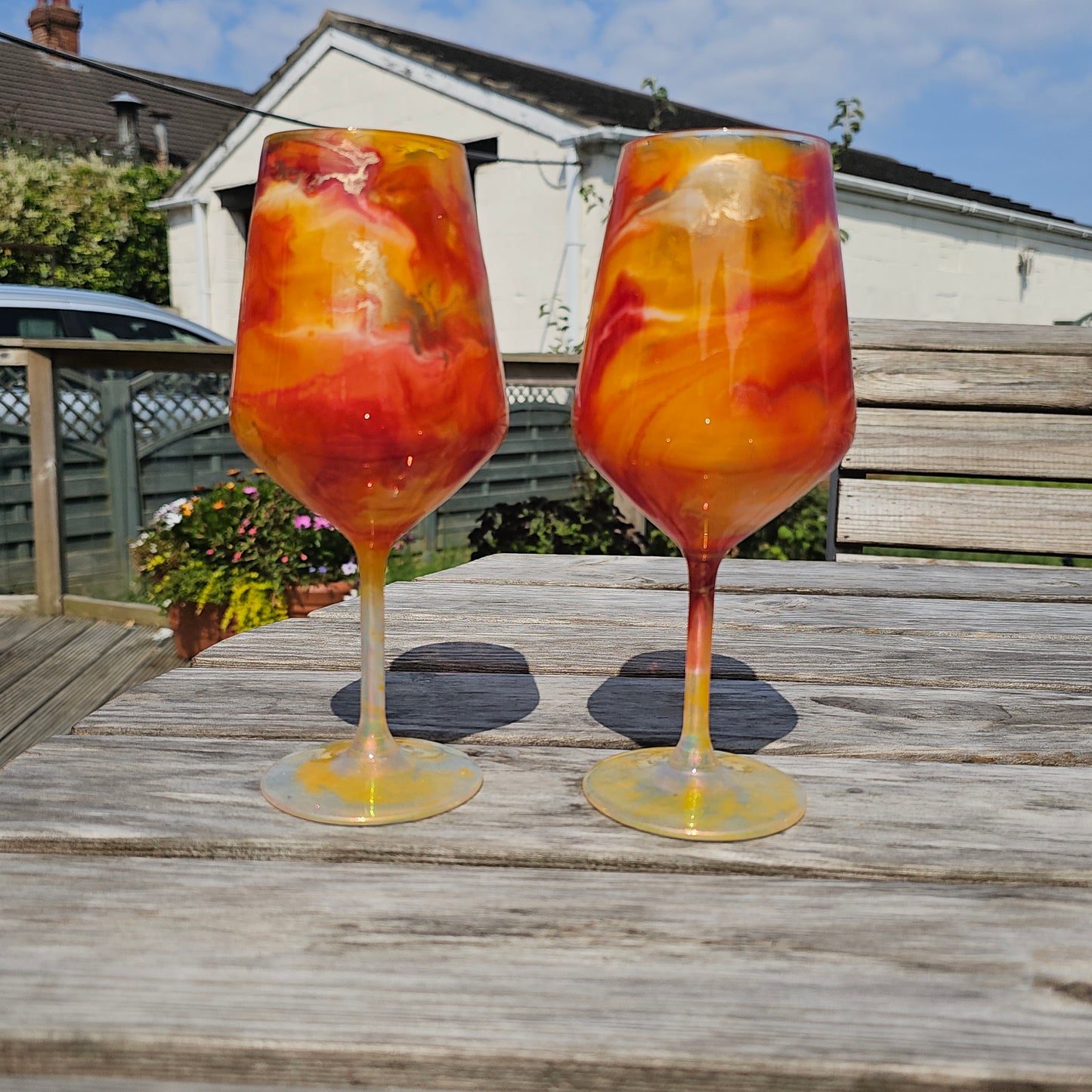 Orange wine glass set of 2